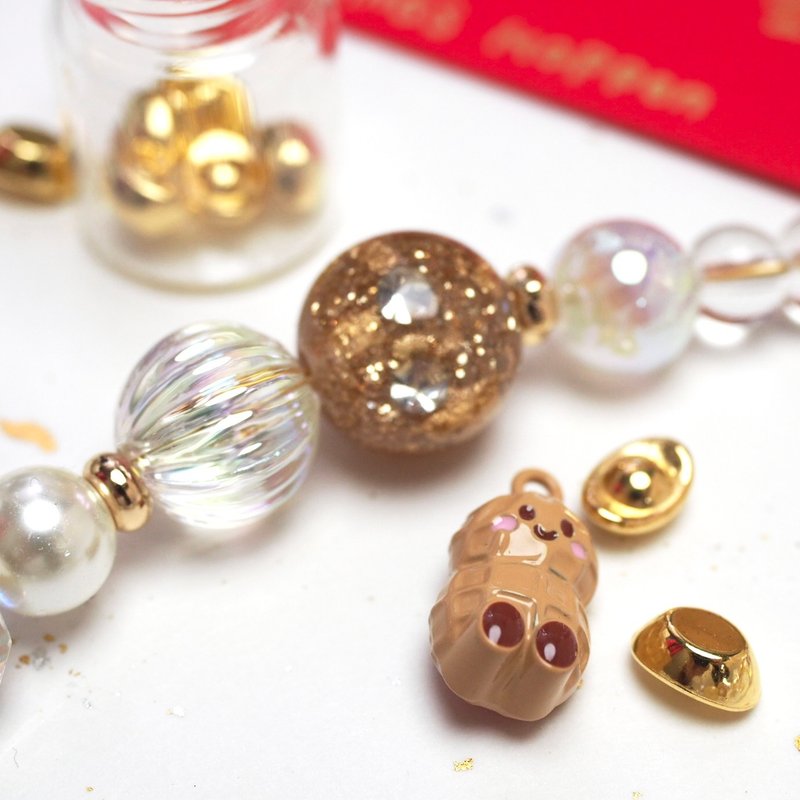 好事发生 肥嘟嘟 金发晶  手机挂饰  附连接 - 吊饰 - 水晶 黄色