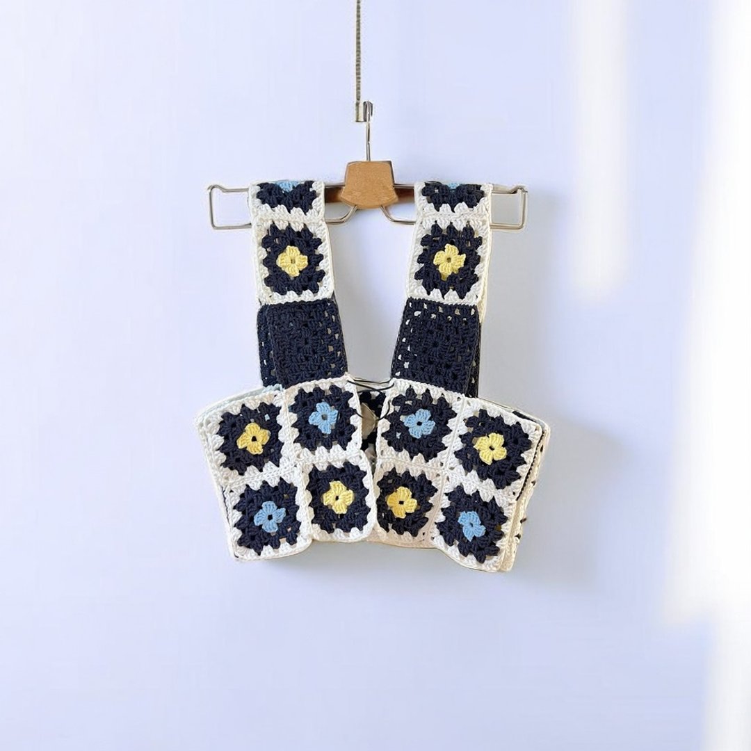 【DIY材料包】 教学套装 Granny Square 祖母格马甲背心 - 编织/刺绣/羊毛毡/裁缝 - 棉 