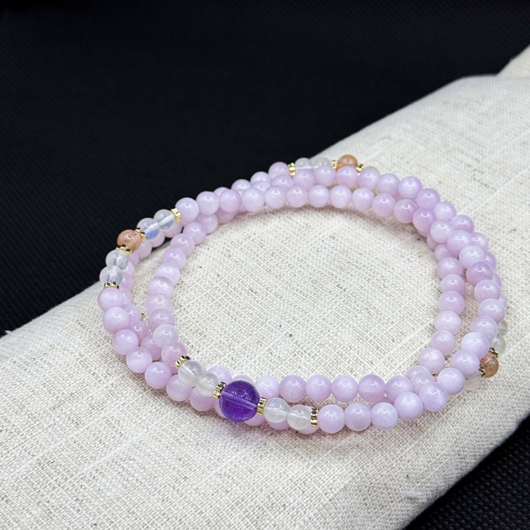 Zen | 108念珠 108 Beads   紫锂辉 月亮石 太阳石 紫水晶心经 - 手链/手环 - 水晶 