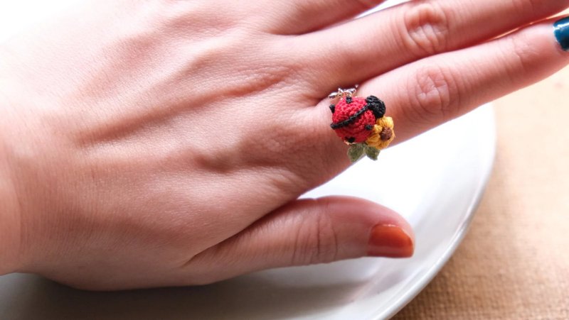 鈎针编织编织 甲虫系列 戒指 - 戒指 - 棉．麻 