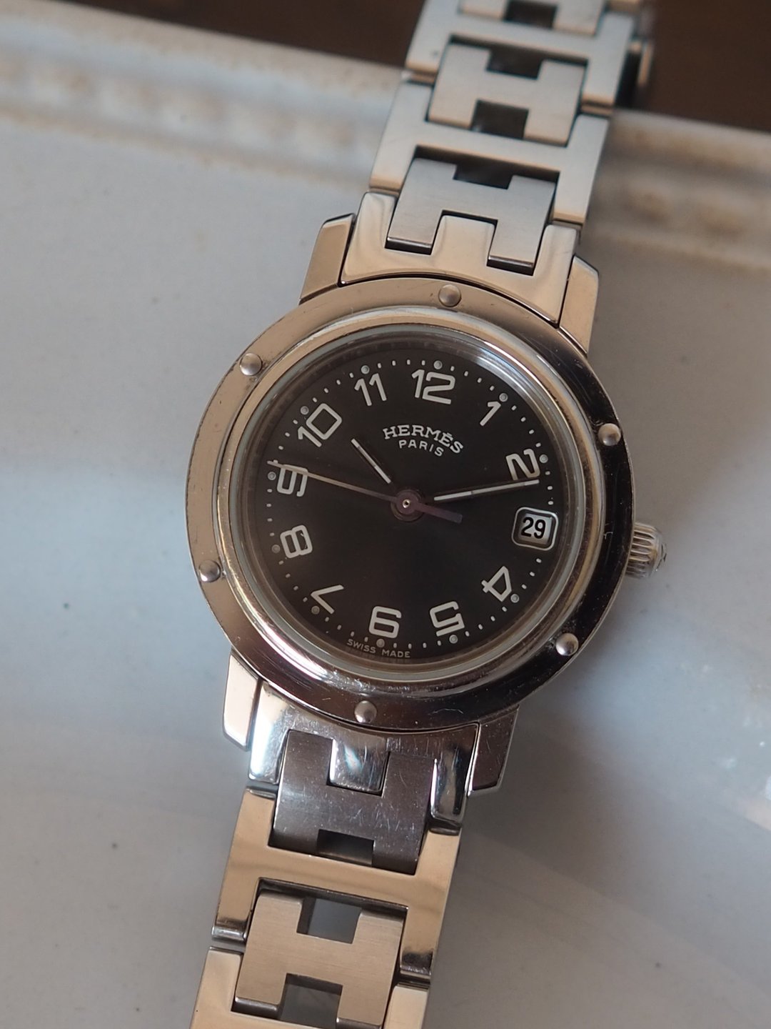 HERMÈS Clipper 腕表 爱马仕 Clipper 银色 灰色 古董 - 女表 - 不锈钢 银色