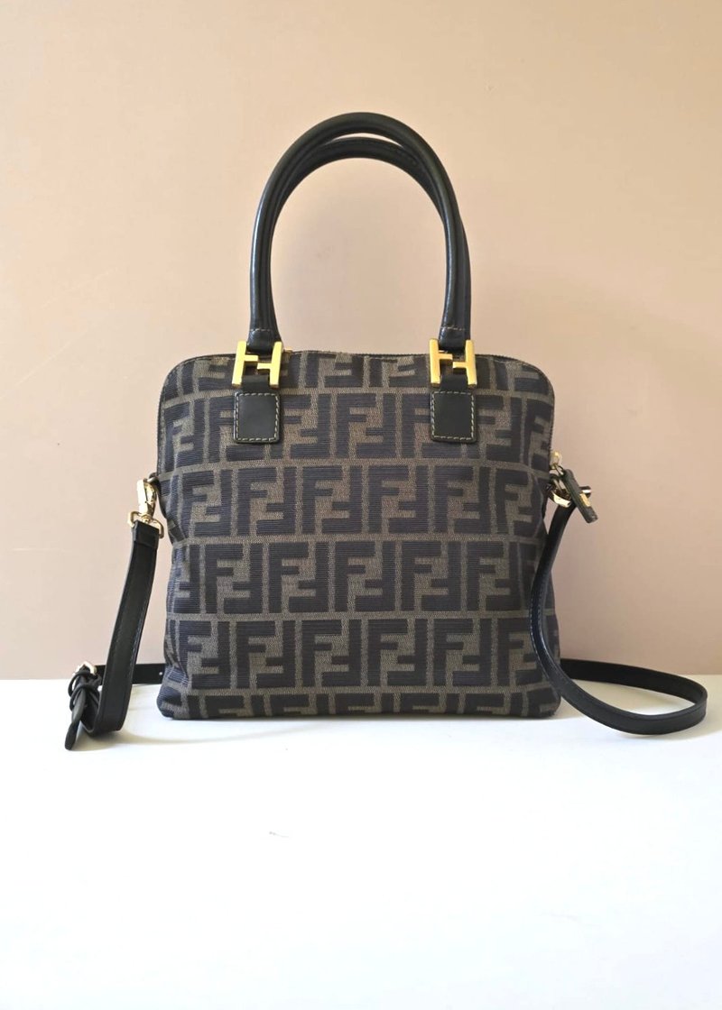 中古包 Fendi 小贝壳黑咖啡色老花单肩包 侧背包 斜背包 二手包 - 侧背包/斜挎包 - 真皮 咖啡色