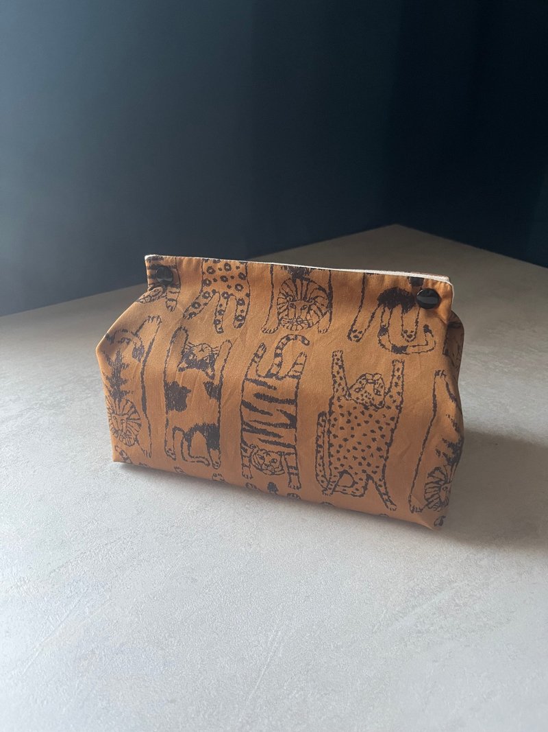 平放式卫生纸袋丨猫科动物 咖 - 纸巾盒 - 棉．麻 