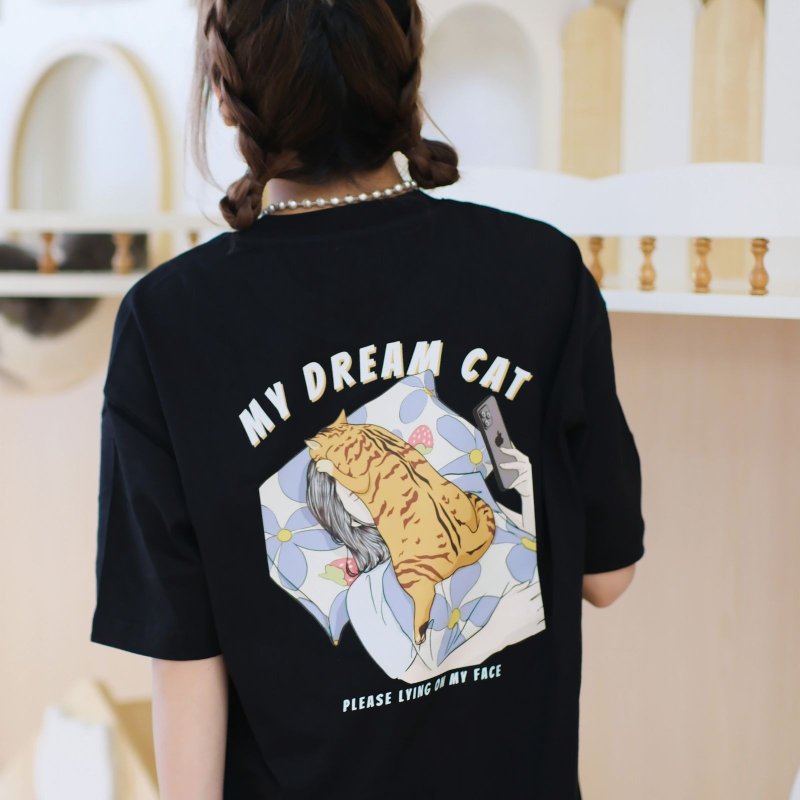 【CREEPS】My Dream Cat 宽松重磅印花T恤 210g - 男装上衣/T 恤 - 棉．麻 多色