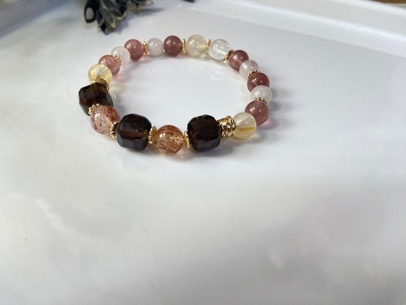 茶晶/黑金超七/黄胶花/草莓晶/白兔毛/暴风白水晶 - 手链/手环 - 水晶 多色