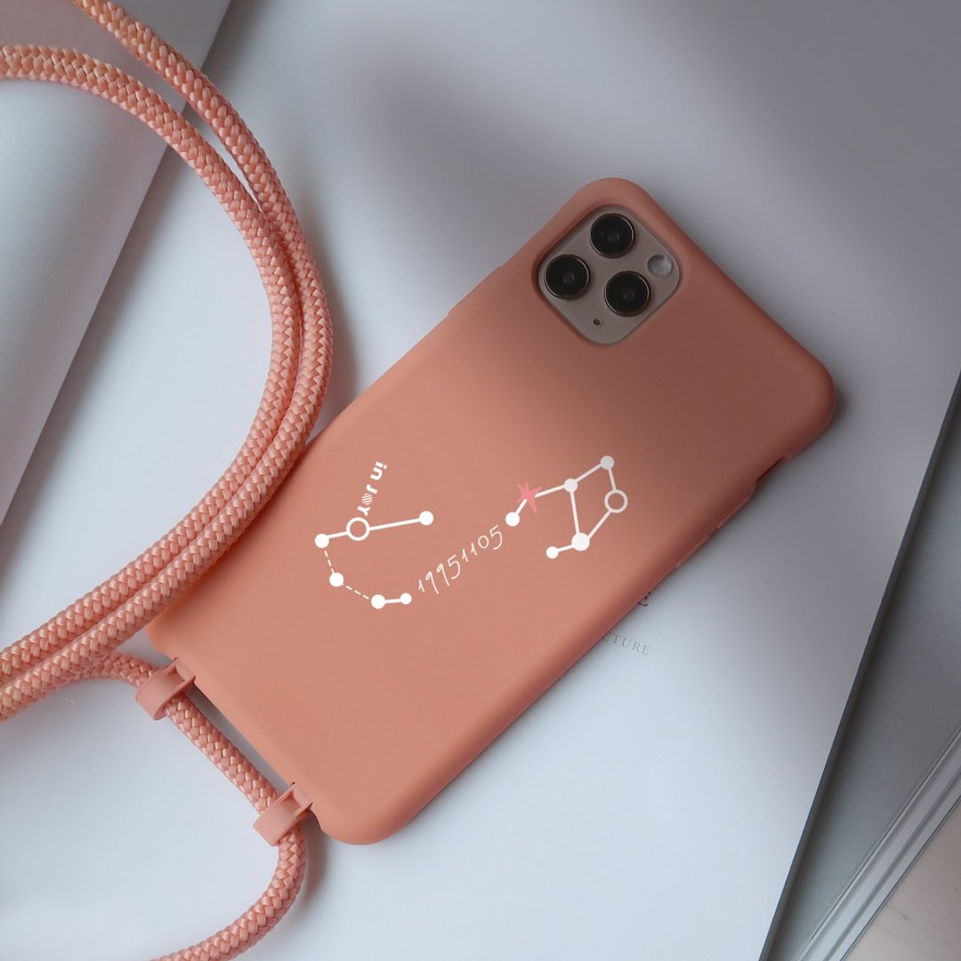 定制化礼物 iPhone 17/16 定制十二星座密码 二合一防摔背绳手机 - 手机壳/手机套 - 塑料 黑色