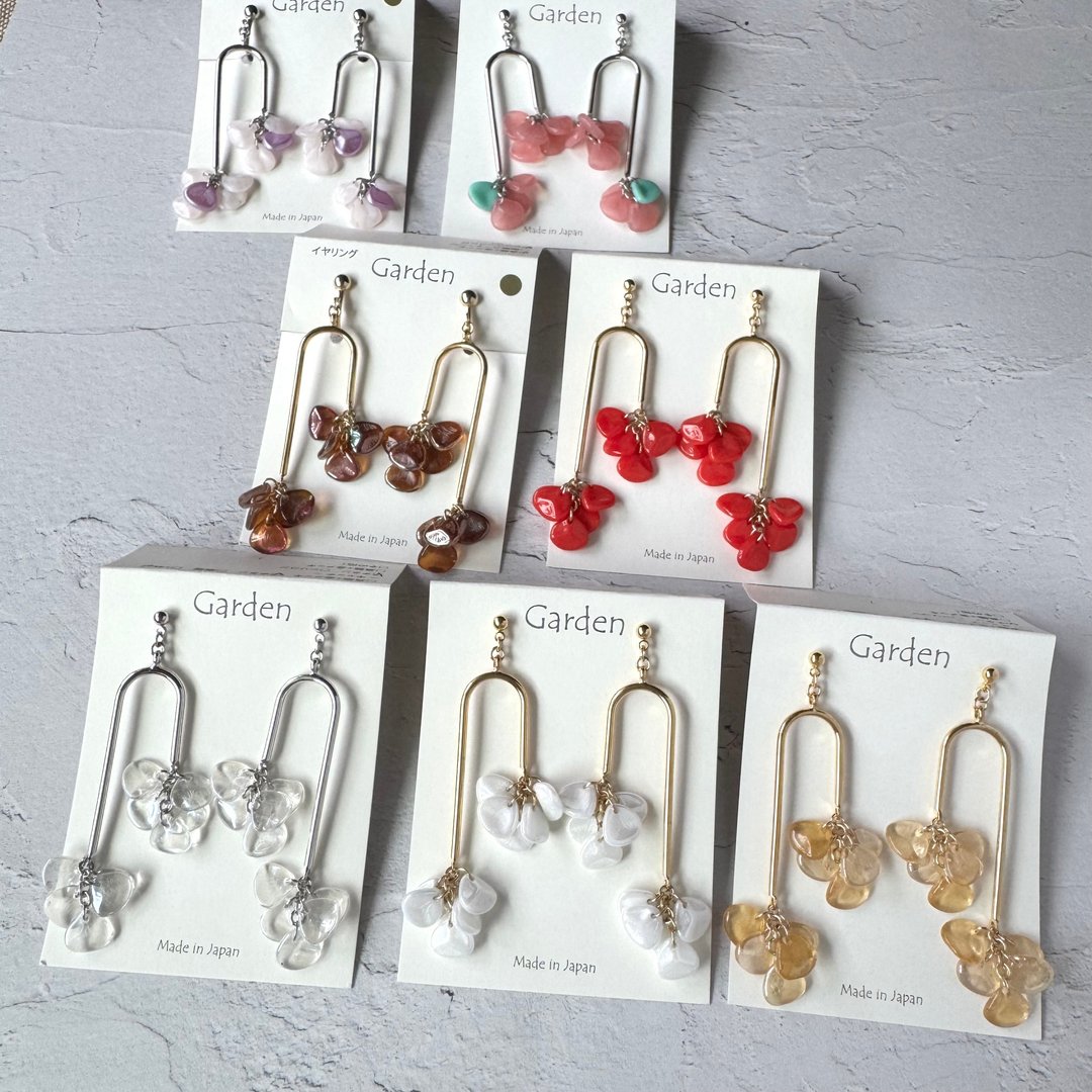【SALE】7色 花瓣 - 耳环/耳夹 - 玻璃 多色