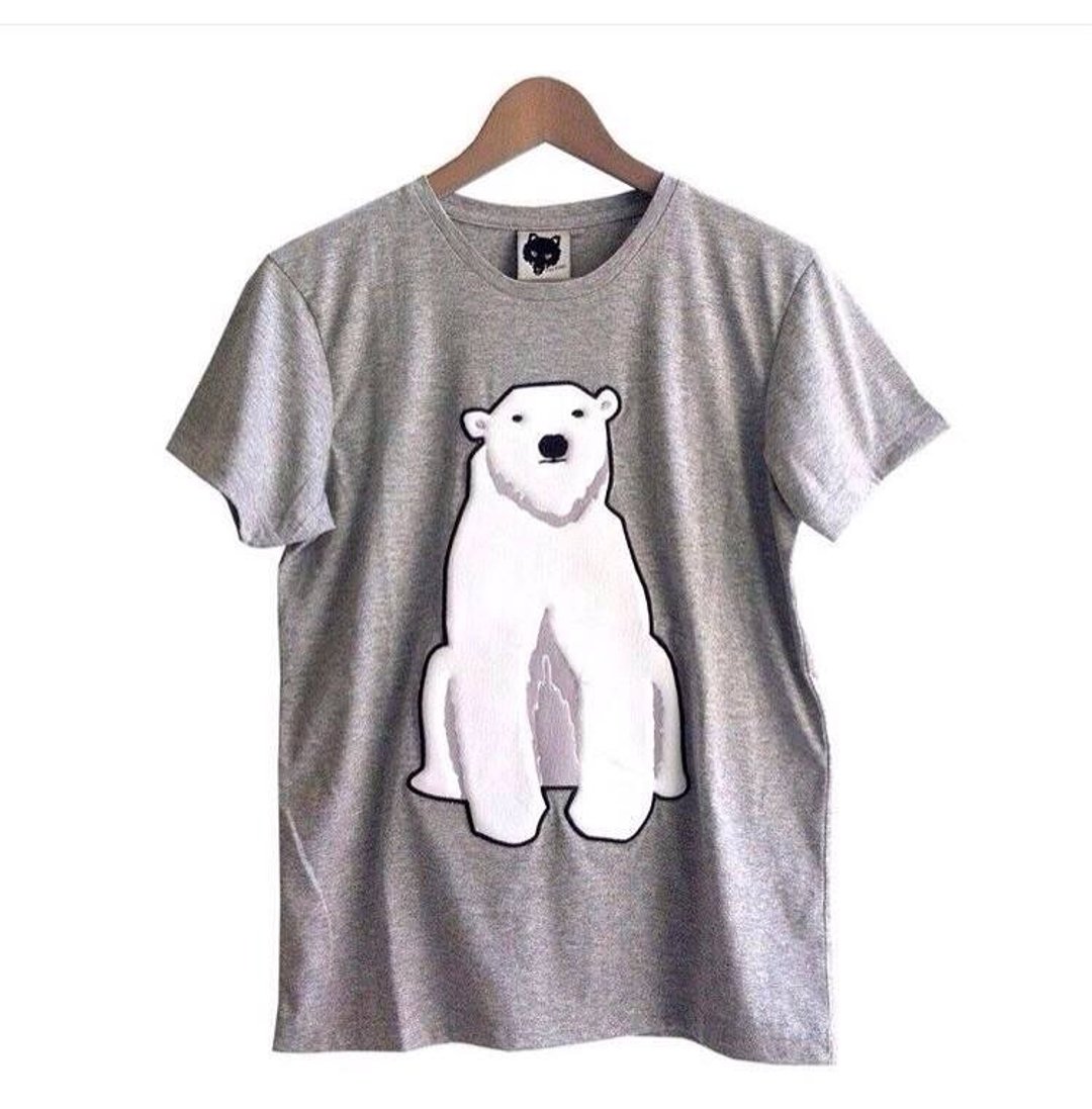 Foxpixel 3D Embroidery Tee with Bear - 男装上衣/T 恤 - 棉 灰色