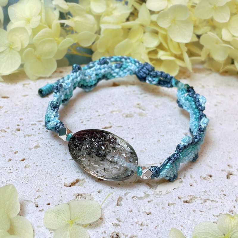 红绿幽灵水晶大黑天深浅蓝色编绳手链 - 手链/手环 - 水晶 蓝色