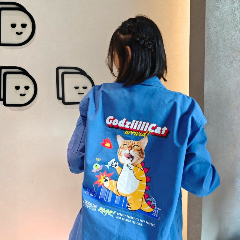 【带住主子周围走】 型格恤衫登场 定制化头像 让主子化身哥斯拉 - 订制抱枕/饰品 - 棉．麻 蓝色