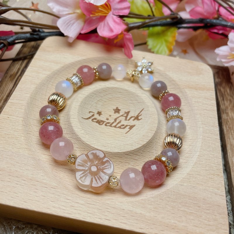 ご縁-Goen- 樱花玛瑙、草莓晶、粉晶、紫马粉、月亮石 - 手链/手环 - 水晶 多色