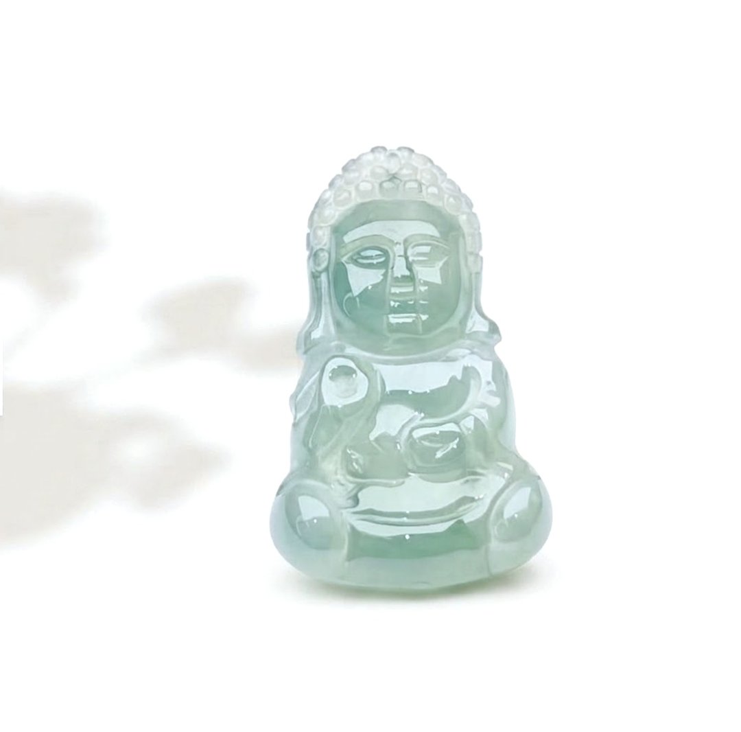 冰种蓝水翡翠宝宝佛 | 天然 A 货翡翠 | 送礼 - 其他 - 玉石 绿色