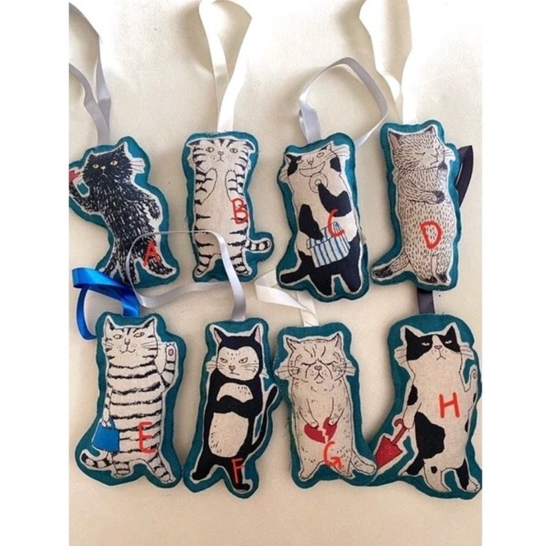 日本布猫咪钥匙圈 - 钥匙链/钥匙包 - 棉．麻 