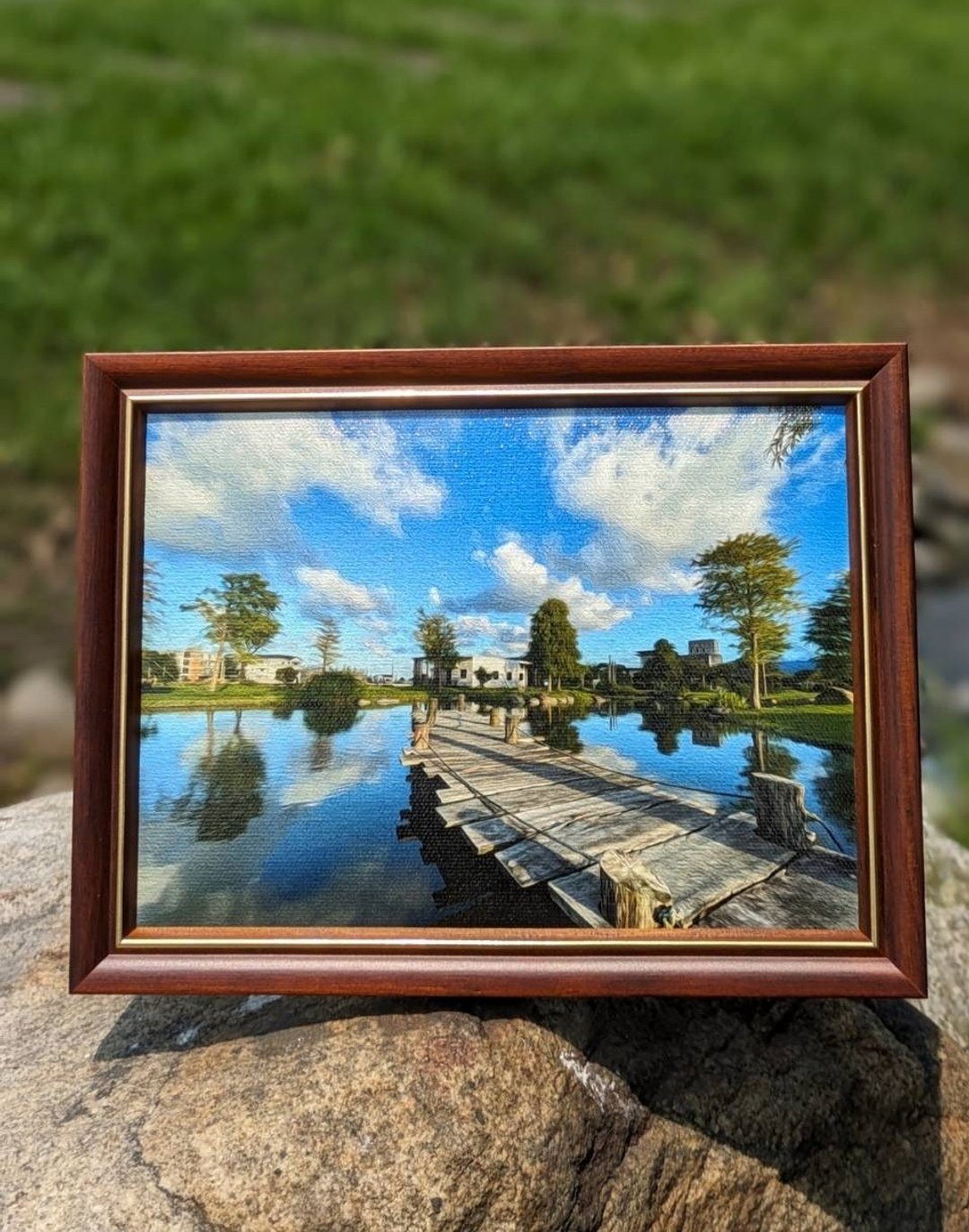 【蓝天.白云.木桥】风景油画相框 / 风景装饰画框 / 桌立艺术框画 - 画框/相框 - 其他材质 