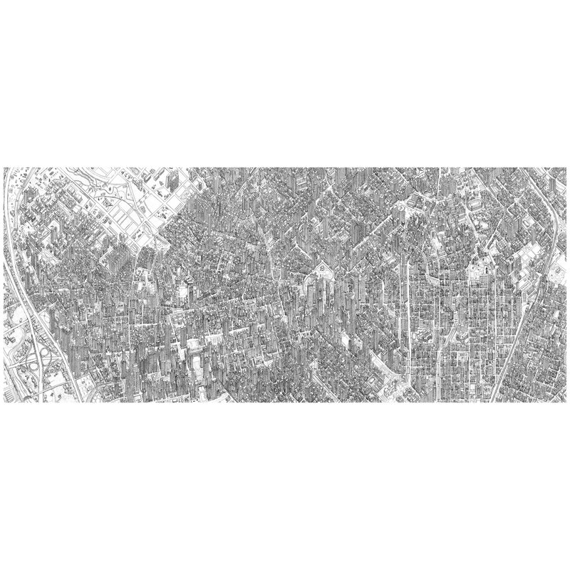 台中市手绘地图的艺术版画 大号和中号尺寸选项 - 墙贴/壁贴 - 纸 白色