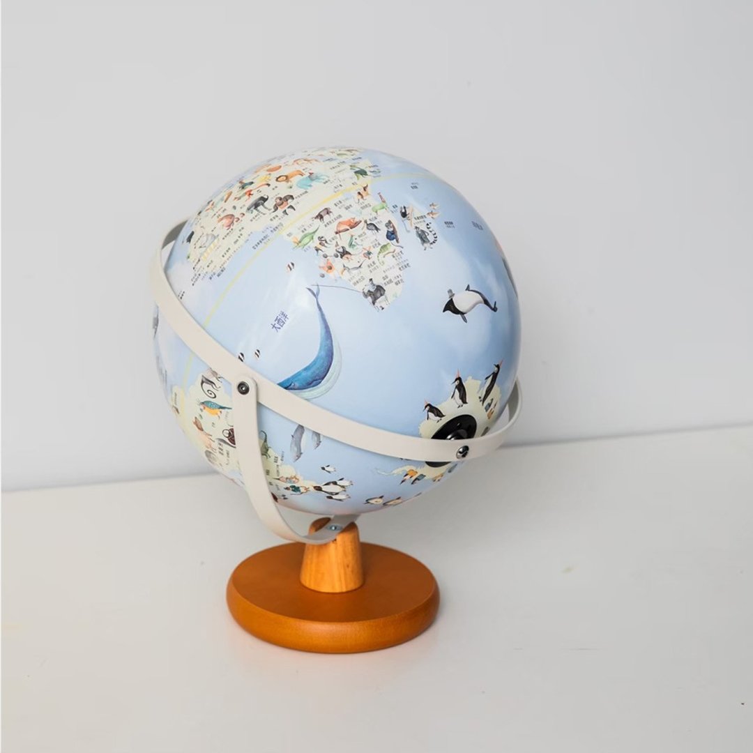 SkyGlobe 10寸新动物版360度旋转木座地球仪(中文版 - 摆饰 - 其他金属 