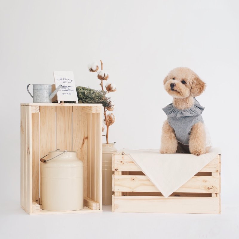 宠物衣 - Grey Polka Dot Ruffles Dress Top - 衣/帽 - 棉．麻 灰色