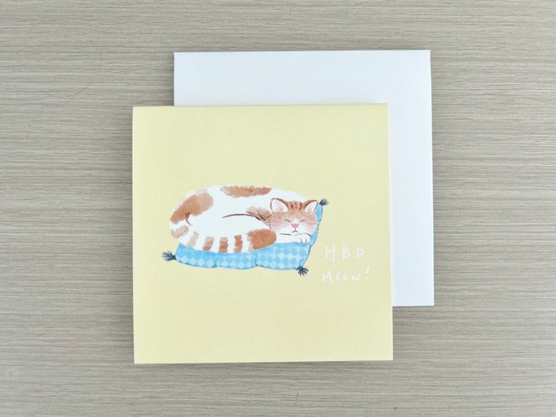 猫咪生日祝福 HBD Meow | 生日卡 - 卡片/明信片 - 纸 绿色