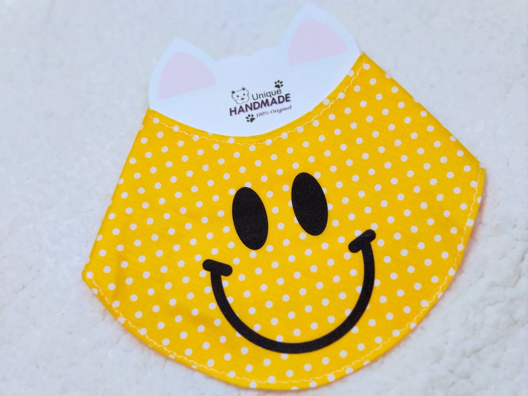 卡通 哈哈笑 笑脸  smiley face 造型颈饰 宠物 猫犬 狗狗 颈项 - 衣/帽 - 棉 黄色