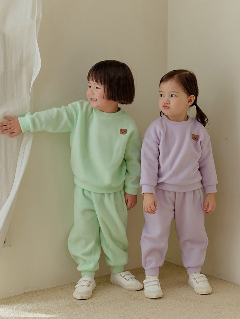 【新品】果绿柔感 - 暖暖云棉运动套装长袖韩国童装-K68009 - 童装上衣 - 棉．麻 