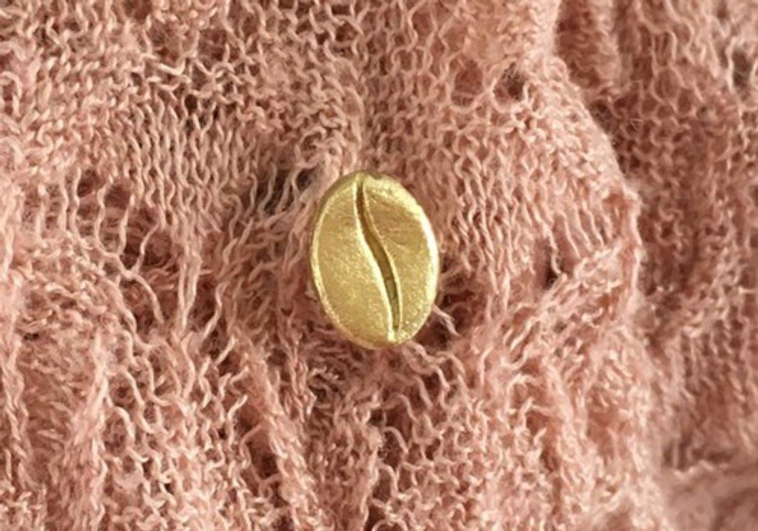Brass coffee bean pin badge tie tack - 胸针 - 其他金属 