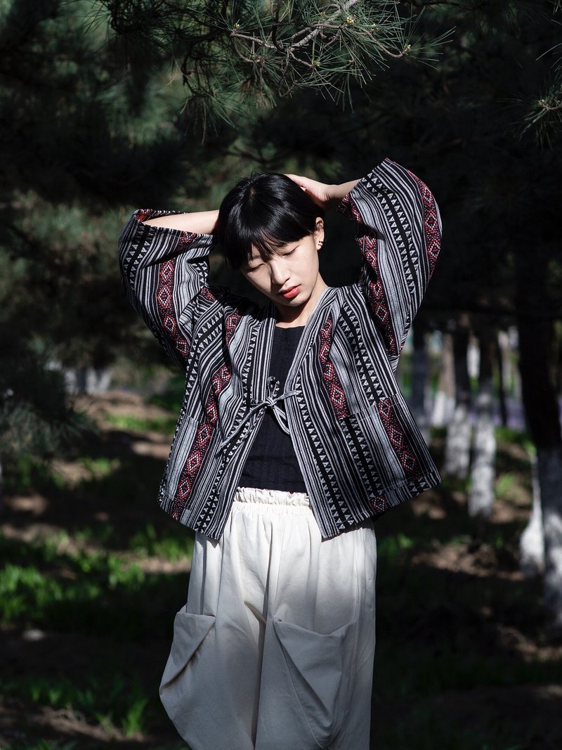 日式和风 黑条纹民族风道袍 - 女装上衣 - 其他材质 黑色