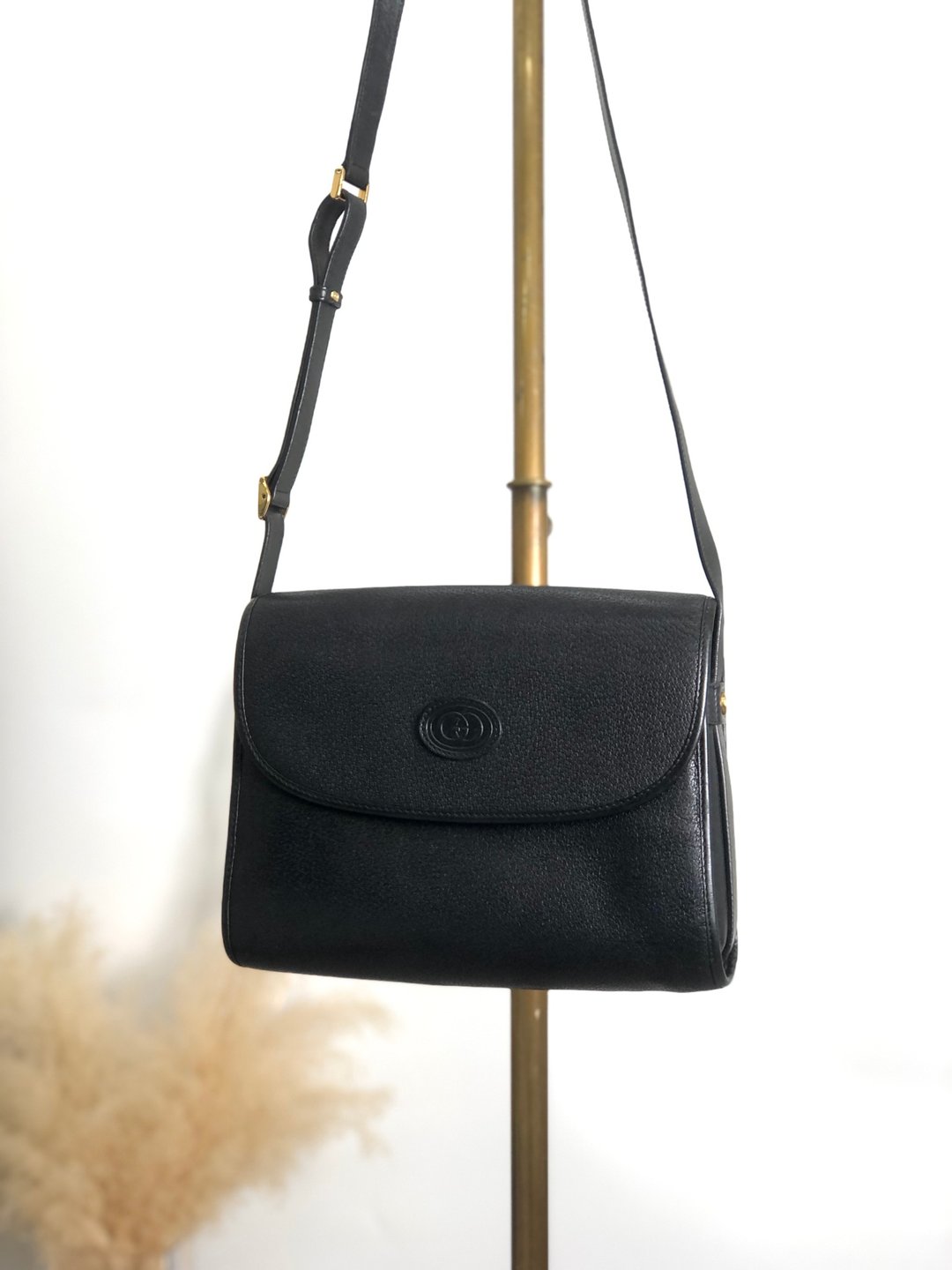 【日本直送，品牌二手包包】GUCCI 单肩包，黑GG 压花皮革迷你包，复古，旧 cwap64 - 侧背包/斜挎包 - 真皮 黑色
