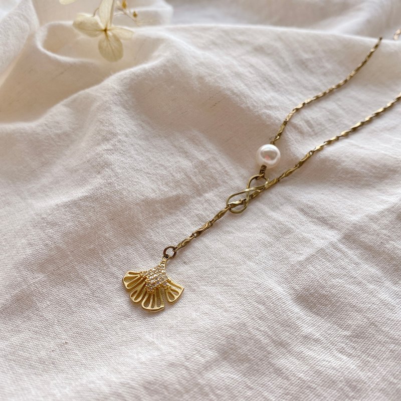 春日叶叶 -珍珠 黄铜项链 - 项链 - 铜/黄铜 多色