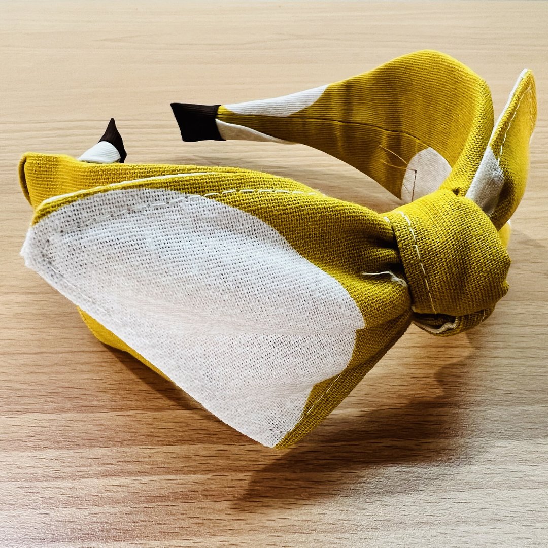 MOYA 宽版手工发箍 大点点 黄 - 发饰 - 棉 蓝色