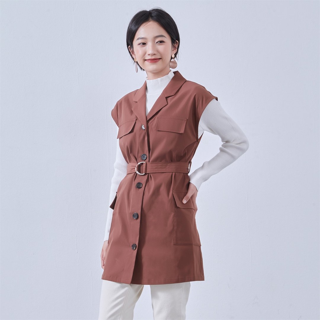 多功能工装背心・军装风背心・工作背心・附口袋 KNNJ361 - 女装背心 - 其他人造纤维 灰色