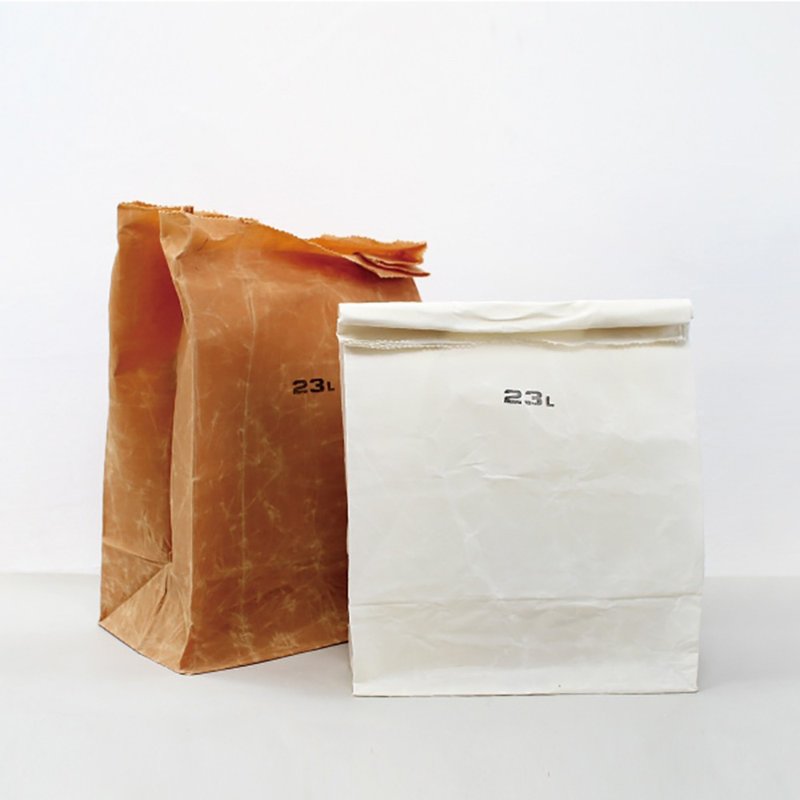 GROCERY BAG  23L White 仿旧时髦杂货收纳环保袋-白色 23L - 化妆包/杂物包 - 棉．麻 白色
