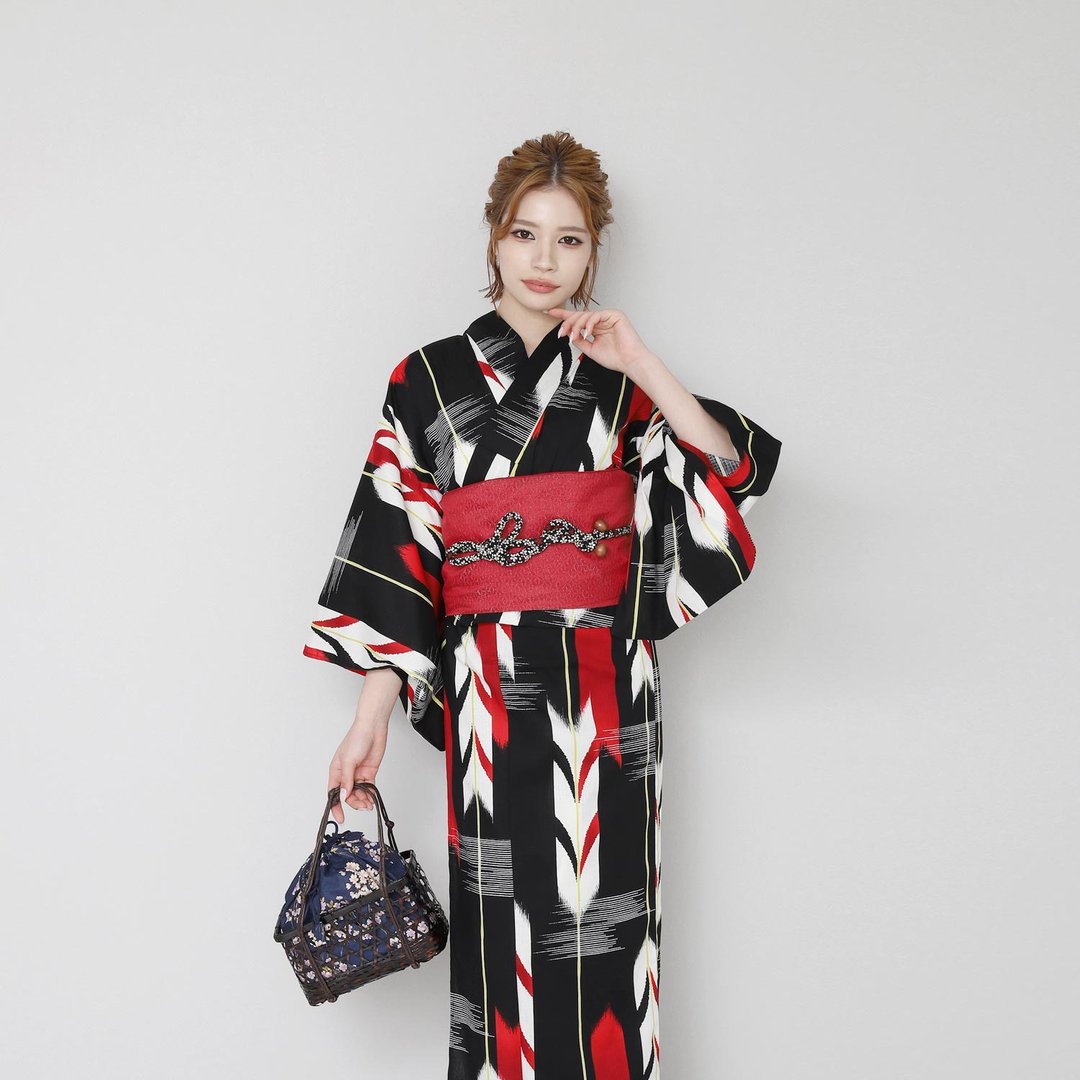 日本 和服 梭织 女性 浴衣 腰封 2件组 F Size x02-06a yukata - 其他 - 棉 红色