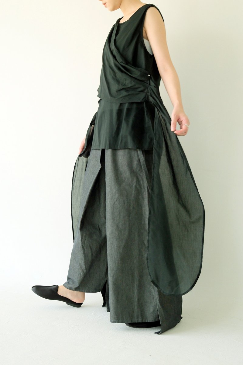 川 衣 WEAR BEING  前后绑带丝棉背心  黑 - 女装背心 - 丝．绢 黑色