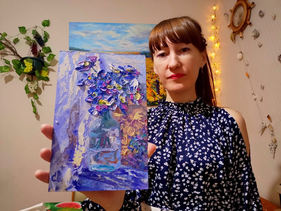 野花花瓶窗油画田野花厚涂原画艺术家斯维纳尔 - 其他 - 其他材质 多色