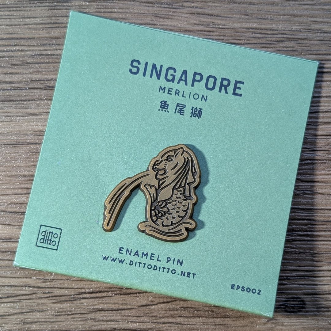 新加坡珐琅别针 - 鱼尾狮 古金色 - 徽章/别针 - 其他材质 金色