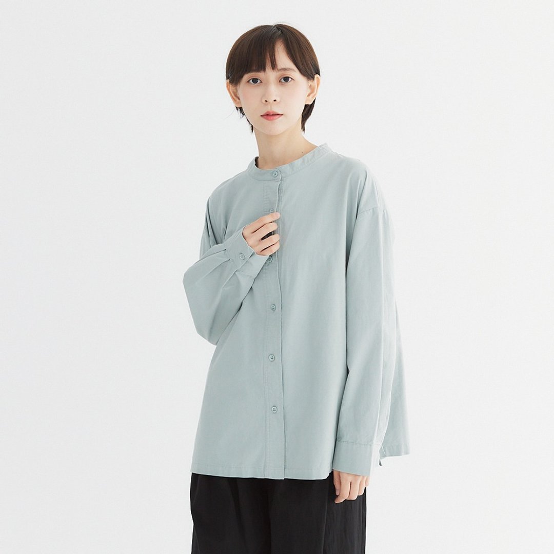 【Simply Yours】宝宝色系纯棉长袖衬衫 蓝F - 女装上衣 - 棉 蓝色