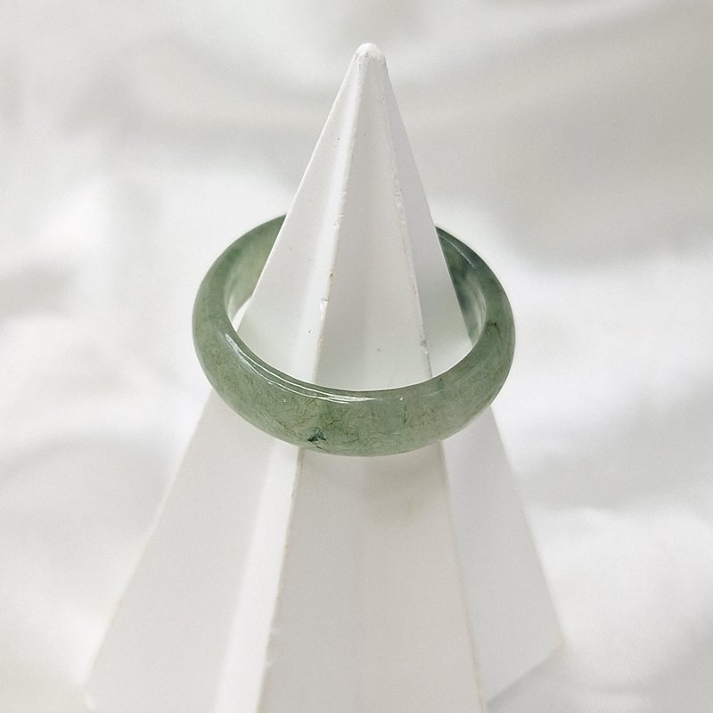 冰种飘花戒指 玉戒 国际围18 内径20.2 | 天然缅甸玉A货翡翠 - 戒指 - 玉石 