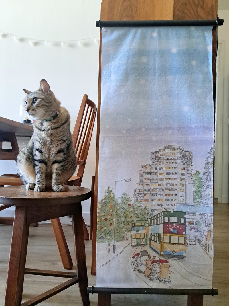 猫咪×香港 手拭巾-手ぬぐい- 圣诞叮叮 - 毛巾浴巾 - 棉．麻 