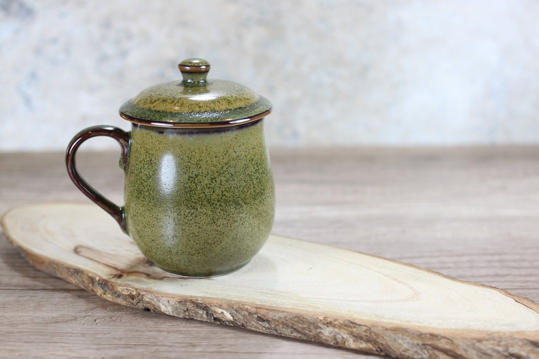 【沐春生活】300ml 茶末釉盖杯 带盖马克杯 莺歌名家叶敏祥作品 - 咖啡杯/马克杯 - 瓷 