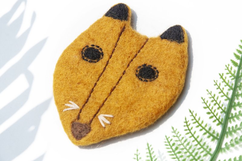 圣诞交换礼物 羊毛毡杯垫 萌动物吸水杯垫-动物园刺绣狐狸 毛孩子 - 杯垫 - 羊毛 橘色