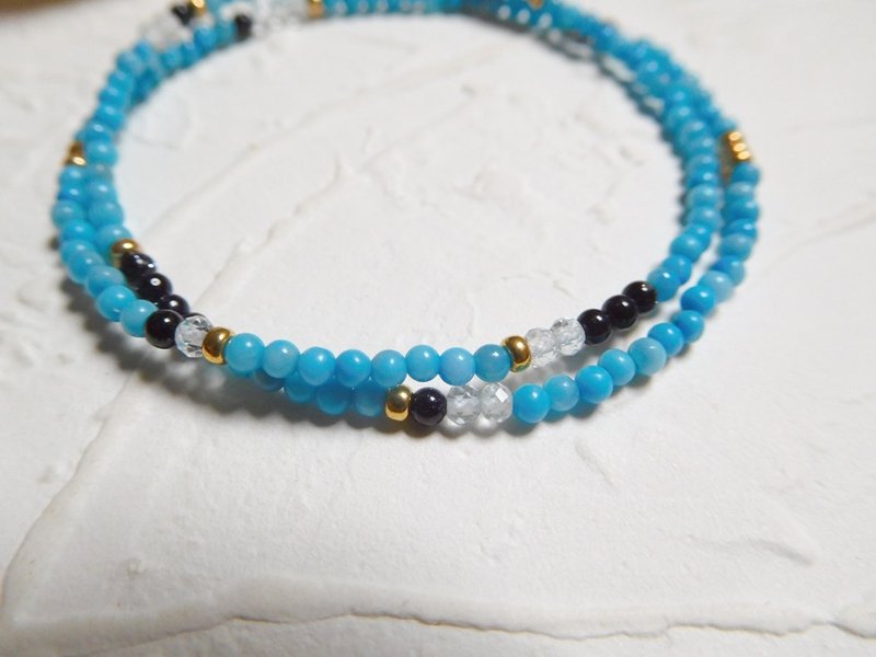 白纹石仿土耳其石双层个性手链 - 手链/手环 - 宝石 蓝色