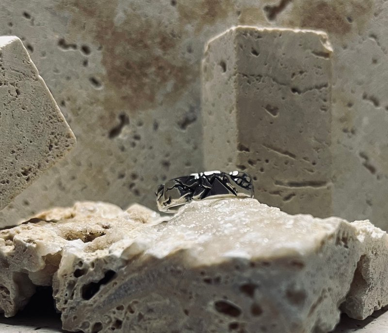 三角碎蚀戒指 - 戒指 - 银 