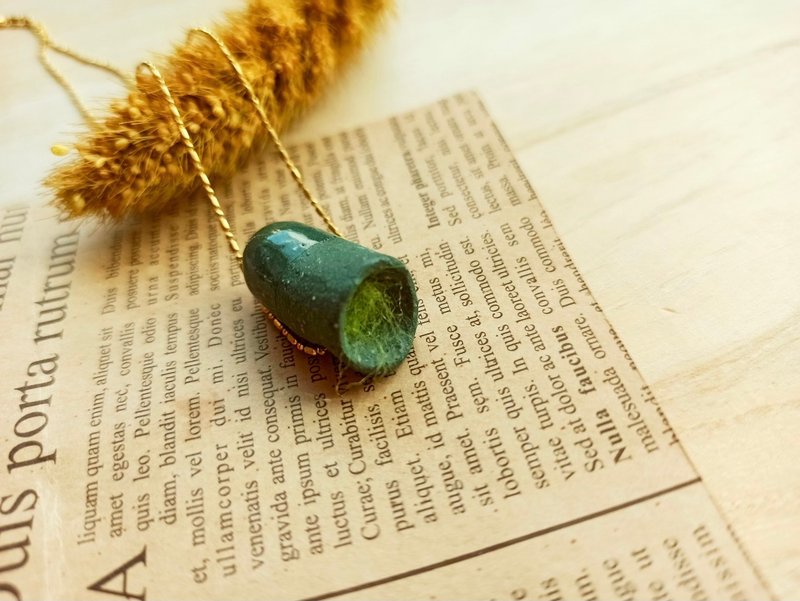 扩香花瓶陶项链(两种尺寸) - 耳环/耳夹 - 陶 绿色
