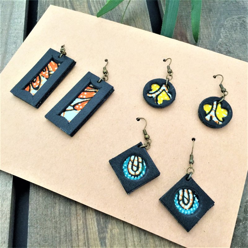 真皮耳环 // 简约 // 优雅 // 生日礼物 // 3对一组 - 耳环/耳夹 - 真皮 