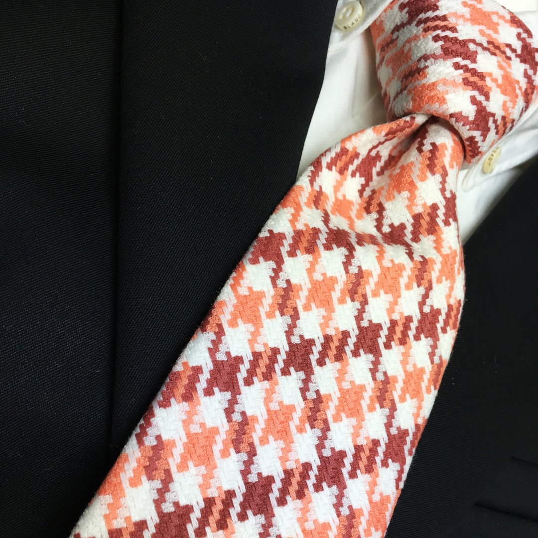digital houndstooth checked tie necktie Red - 领带/领带夹 - 棉 红色