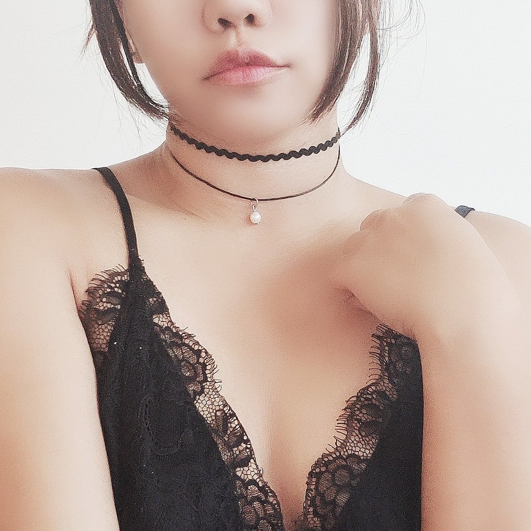 珍珠双层波浪choker 合金/纯银 - 颈链 - 珍珠 白色