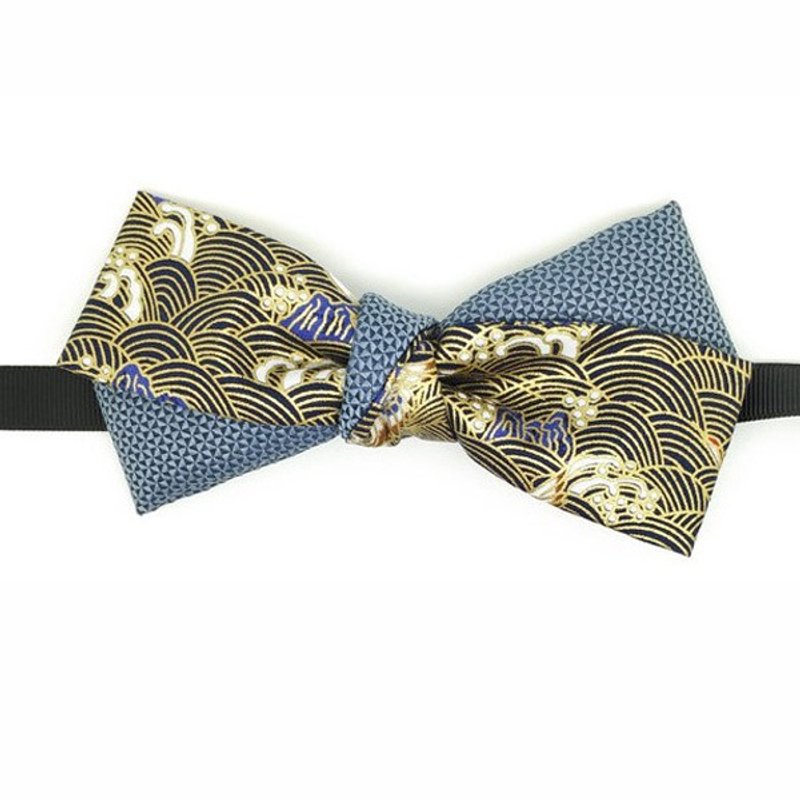 日本鹤领结, 蓝色领结, Japanese pattern bow tie, 领结, - 领带/领带夹 - 聚酯纤维 蓝色