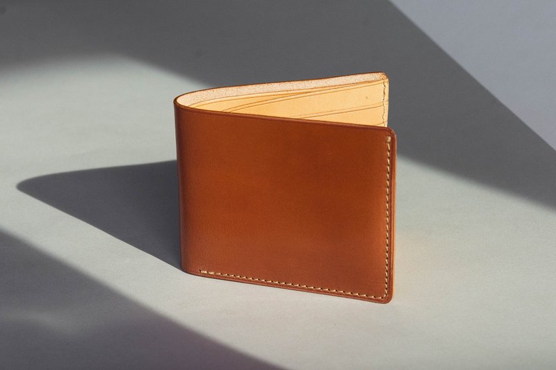 ALEX- HIGH QUALITY COW LEATHER FROM FRANCE SHORT WALLET- TAN BROWN - 皮夹/钱包 - 真皮 咖啡色