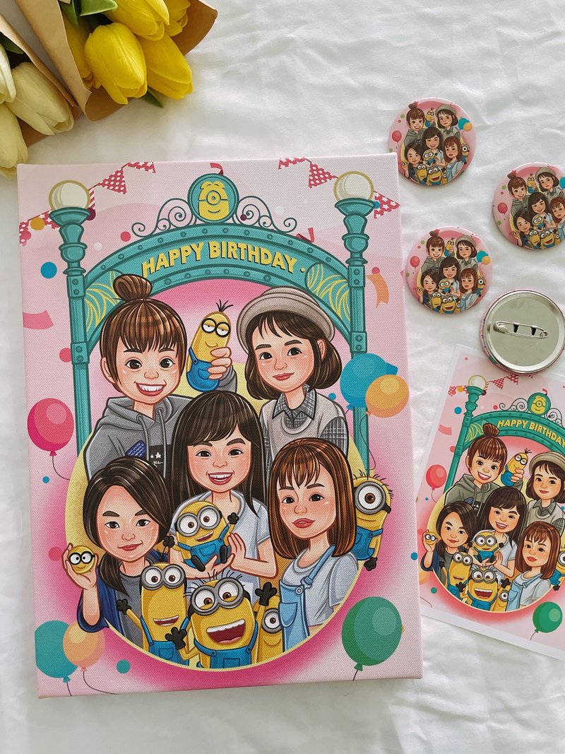 你好Q (彩色/5人)。定制化/电绘/Q版/人像宠物/画像/似颜绘 - 订制画像 - 纸 多色