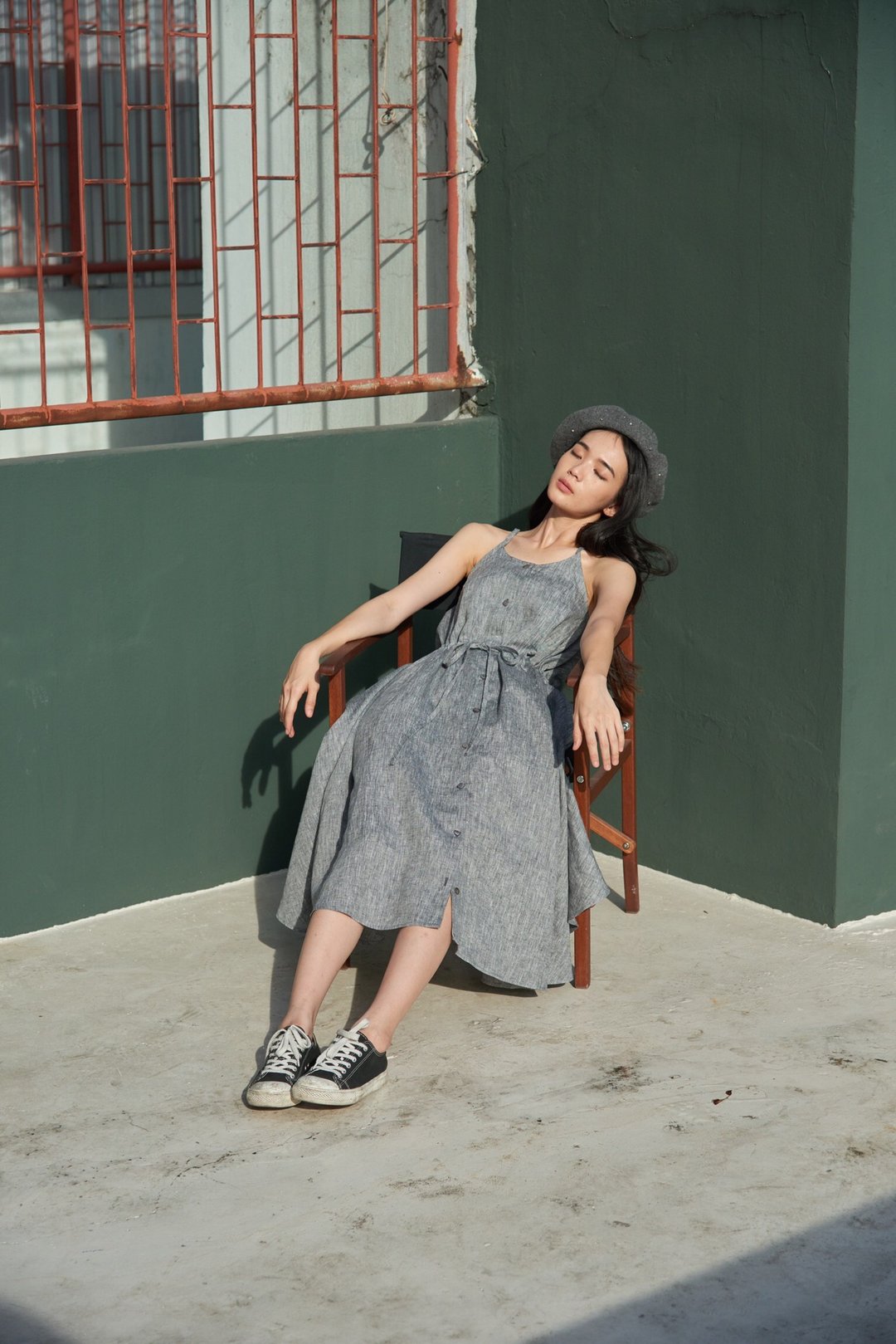 Honeymoon Dress (black sand) - 洋装/连衣裙 - 棉 灰色